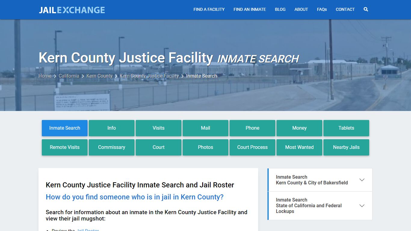 Kern County Justice Facility Inmate Search - Jail Exchange